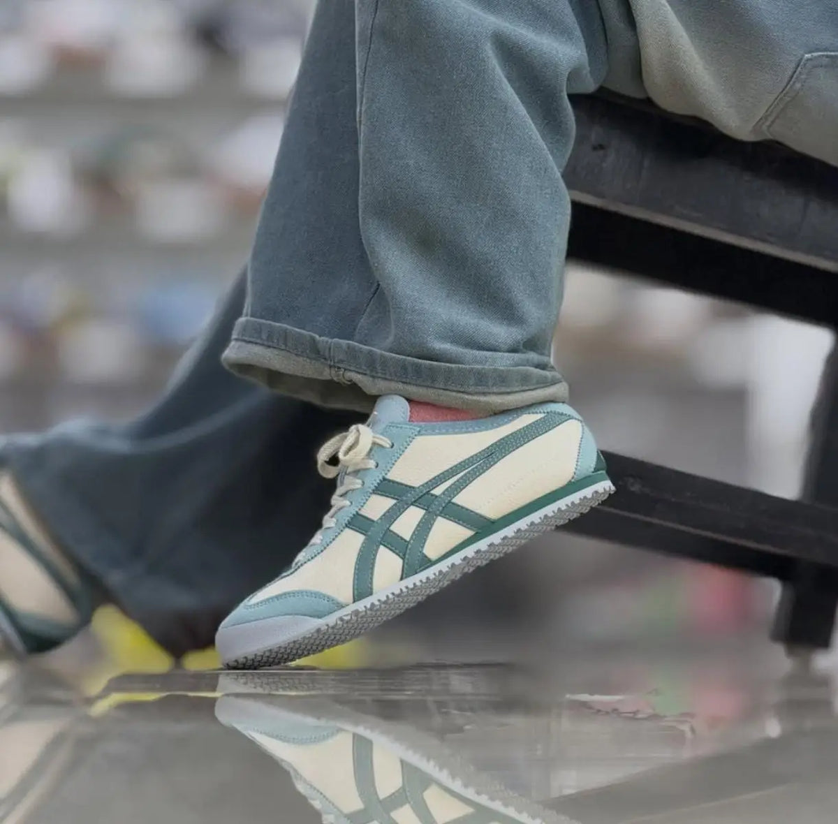 Onitsuk_a Tiger Mexico 66 Cream Pine Green 7A Premium Sneakers D-2067