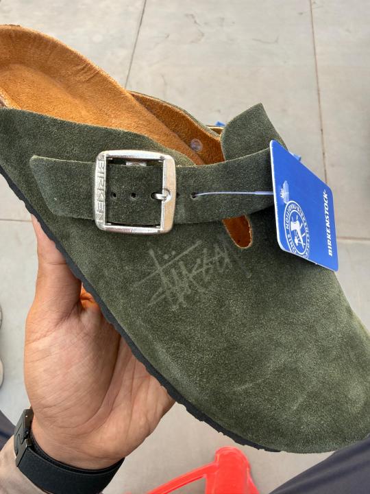 Birkenstoc.k x Stussy Boston Suede Olive Green
