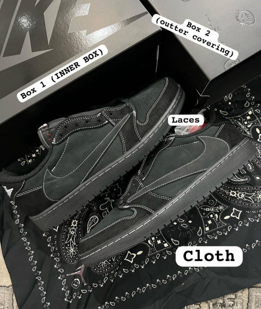 Nike Air Jordan 1 Low X Travis Scott BLACK PHANTOM Heavy Quality