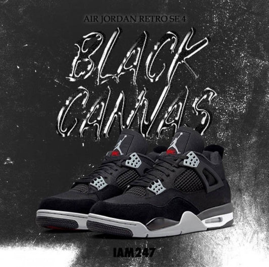 Nikee Air Jordan Retro 4 BLACK CANVAS SEMI UA