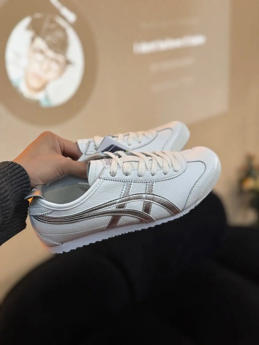 Onitsuka Tiger Mexico 66 White Silver Mens Chrome Sneakers D-1877