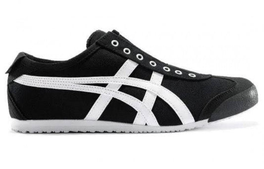 ONITSUKA TIGER MEXICO 66 BLACK WHITE SLIP ON 1ST LETHER QUALITY